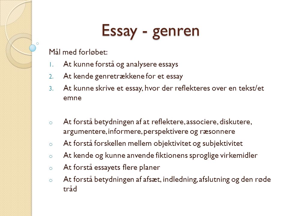 Skrive et essay engelsk dansk